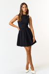 Sleeveless Boatneck Bubble Mini Dress Black