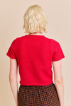 Short Sleeve Cropped Sweater Top Red