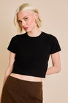 Short Sleeve Cropped Sweater Top Black