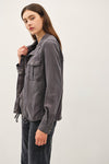 Long Sleeve Drawstring Utility Jacket Charcoal