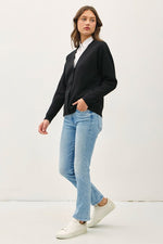  Long Sleeve Button Down Knit Cardigan Black Info