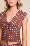 Sleeveless Polka Dot Print Top Brown