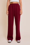 High Waist Stripe Print Track Pants Burgundy