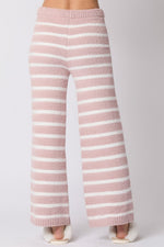 Long Sleeve Striped Sweater Top And Pants Set Pink Info