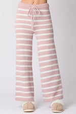 Long Sleeve Striped Sweater Top And Pants Set Pink Info