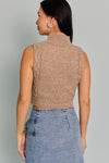 Mock Neck Cut Out Cropped Sweater Top Mocha