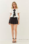 Waitlist 11/5 ♥ Marley Short Sleeve Bow Tie Bubble Babydoll Top White