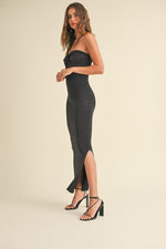 Sleeveless Halter Tie Knit Maxi Dress Black