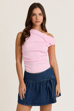 Ella Sleeveless Asymmetrical Neckline Top Pink