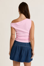 Ella Sleeveless Asymmetrical Neckline Top Pink