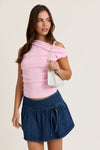 Ella Sleeveless Asymmetrical Neckline Top Pink