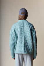 Long Sleeve Open Front Quilted Jacket Sage