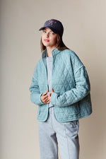 Long Sleeve Open Front Quilted Jacket Sage