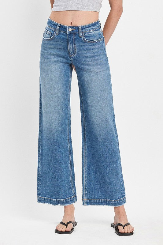 High Rise Wide Leg Jeans Medium Wash