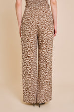 Sleeveless Cowl Neck Top And Leopard Print Pants Set Brown