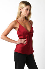  Sleeveless V Neckline Top Red