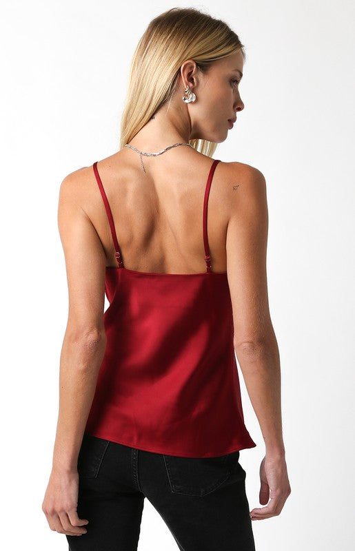  Sleeveless V Neckline Top Red