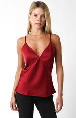  Sleeveless V Neckline Top Red