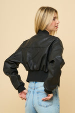 Vegan Leather Cropped Jacket Black