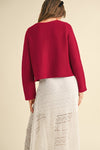 Long Sleeve Bow Tie Knit Cardigan Sweater Red