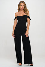  Off The Shoulder Wide Leg Jumpsuit Black