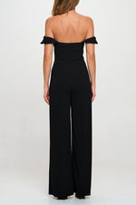  Off The Shoulder Wide Leg Jumpsuit Black