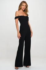  Off The Shoulder Wide Leg Jumpsuit Black