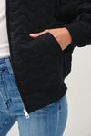 Long Sleeve Quilted Bomber Jacket Black