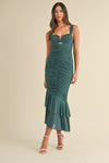 Sleeveless Cut Out Mesh Midi Dress Teal