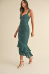 Sleeveless Cut Out Mesh Midi Dress Teal