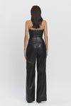 Sleeveless Vegan Leather Wide Leg Jumpsuit Black