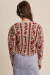 Waitlist 1/28 ♥ Gabby Long Sleeve Button Down Floral Print Knit Cardigan Taupe