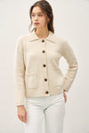  Long Sleeve Button Down Wool Cardigan Cream