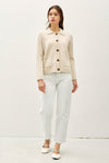  Long Sleeve Button Down Wool Cardigan Cream