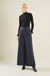 High Waist Stripe Print Wide Leg Pants Navy