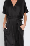 Reba Dolman Sleeve Waist Tie Wide Leg Jumpsuit Black