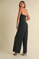 Sleeveless Halter Neckline Wide Leg Jumpsuit Black