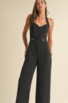 Sleeveless Halter Neckline Wide Leg Jumpsuit Black