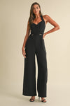 Sleeveless Halter Neckline Wide Leg Jumpsuit Black