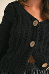  Long Sleeve Chunky Knit Cardigan Black