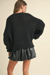  Long Sleeve Chunky Knit Cardigan Black