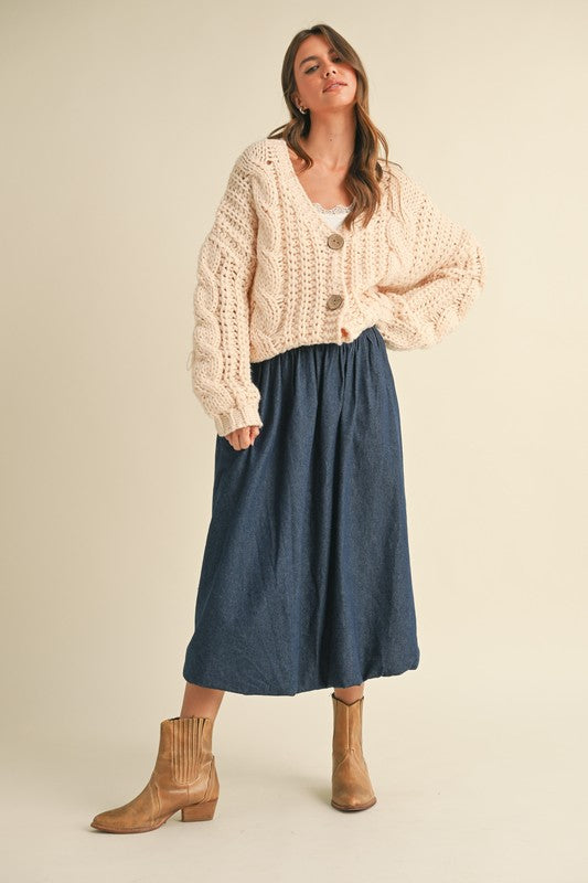 Waitlist 12/4 ♥ Aspen Long Sleeve Chunky Knit Cardigan Taupe