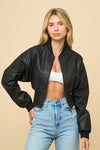 Vegan Leather Cropped Jacket Black