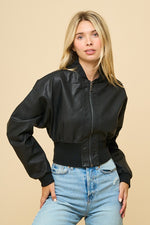 Vegan Leather Cropped Jacket Black