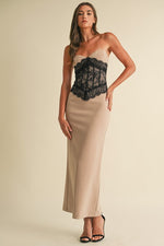 Sleeveless Lace Maxi Dress Beige