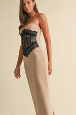 Sleeveless Lace Maxi Dress Beige