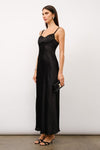 Sleeveless Satin Slip Maxi Dress Black