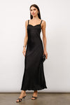 Sleeveless Satin Slip Maxi Dress Black