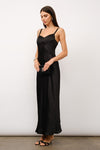 Sleeveless Satin Slip Maxi Dress Black