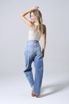 High Rise Wide Barrel Jeans Medium Wash